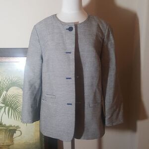 ‎TALBOTS Navy & Cream Striped Jacket - Size 14